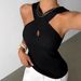 Women's Sexy Cross Neck Ribbed Vest Sleeveless Top European And American Style Summer Design Export Fashion_ecoleips.com