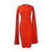Plus Size Women's Spring Pleated Round Neck Elegant Solid Color Bodycon Dress_ecoleips.com