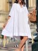 Women's Casual And Elegant Cotton And Linen Dress New Summer Fashion Elegant Short Sleeve White Loose Beach Party Dresses Robe_ecoleips.com