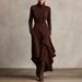 Elegant Front High Neck Knit Dress -Inspired Midi Dress (S-XXXL, 6 Colors, Polyester Blend)_ecoleips.com