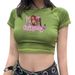 Summer New Women's Clothing With Letter Print, Short-sleeved, European And American Style, Cropped Top, Round-neck_ecoleips.com