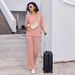Women's Korean Style Solid Color Knitted Set V Neck Short Sleeve Loose Casual Sweater Top And Wide Leg Pants Two-Piece Clothing_ecoleips.com