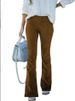 K Women's Pure Color High-waist Slim-fit Flared Pants With Elastic Waist; Casual Pants. No Bag_ecoleips.com