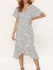 Women's Clothing Sexy V Neck Irregular High Waist Tie Chiffon Print Sweet Temperament Dress_ecoleips.com