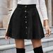 Vintage Corduroy High Waist Skirt For Women - Retro A-Line Mini Skirt With Patchwork Design, Black, S/M/L/XL_ecoleips.com