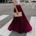 K New Large Size Mid-Waist Pleated Midi Skirt Women's Fashion Flared Long Skirt With Ruffles_ecoleips.com