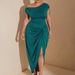 Cross-border Summer 2025 New Slim-Fit Long European And American Style Sexy Waist-Cinching Twist Knot Slit_ecoleips.com