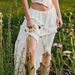 Women's Clothing Irregular Design White Skirt Holiday Style Slit Ruffle Fashion Long Skirt_ecoleips.com