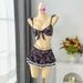 Floral Ruffled Spaghetti Strap Two Piece Swimsuit Bikini European American Style for Women Beach Vacation Casual Summer Top Bottom Separate_ecoleips.com