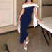 Women's Off-Shoulder Long Dress European American Style Slim Fit Bow Detail Elegant Sexy Bodycon Fashionable Design_ecoleips.com