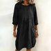 2026 Cross-Border Foreign Trade Fashion Casual Simple Loose Dress With Three-Quarter Sleeves_ecoleips.com