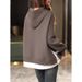 Women's Oversized Hooded Sweatshirt – Fleece-Lined Long Sleeve (Unisex Fit, Drop Shoulder, Solid Gray, 95% Cotton)_ecoleips.com