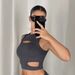 Summer Sexy Slim Fit Women's Top Vest European American Style Crossover Camisole Sports Casual Faux Two Piece Hollowed out_ecoleips.com