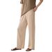 Suitable For All Seasons 2025 Wide-Leg For Women, Summer Thin High-Waist Draped Casual Solid Color Straight Silk Pants_ecoleips.com