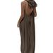 2026 Ice Silk Wrinkle Solid Color Ruched Backless Strap Long Beach Vacation Loose Home Dress_ecoleips.com