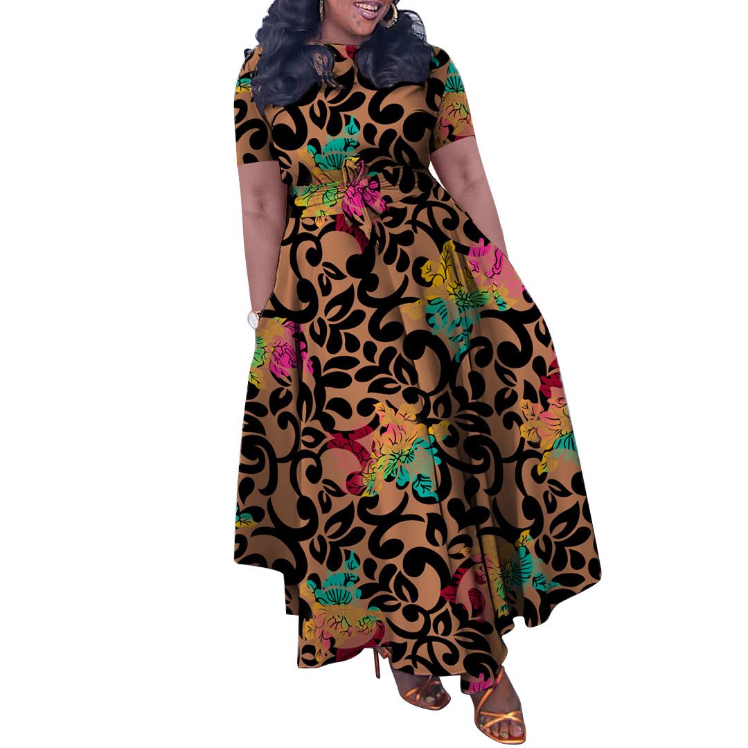 Women's Clothing Spring And Summer New Fashion Temperament Lace Large Size Long Skirt Foreign Trade Dress_ecoleips.com