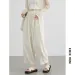 CHIC VEN Women White Pants Solid Casual Elastic Waist High Waisted Pleated Wide Leg Female Trousers Fold Summer 2025 Clothing_ecoleips.com