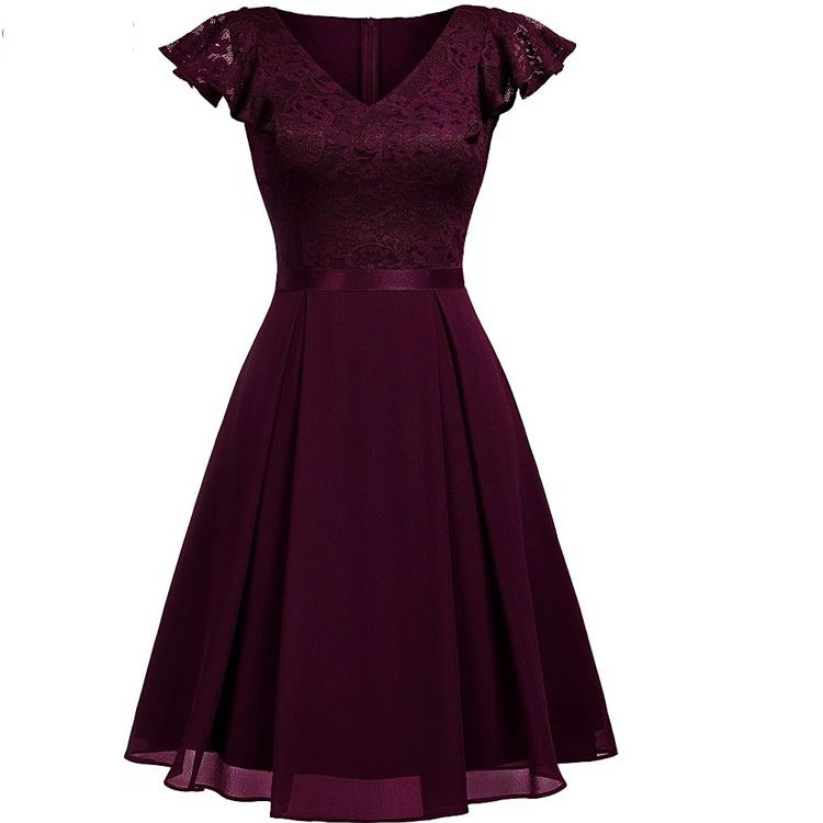 Women's lace hook sexy hollow chiffon dress _ecoleips.com
