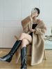 Luxury Teddy Coat Women's Long Alpaca Wool Winter Coat With Oversized Silhouette, Polo Collar, And Pockets_ecoleips.com