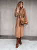 Elegant V-Neck Belted Wool Coat – Longline Duster Jacket For Women (S-3XL, 5 Neutral Tones, Polyester-Blend, Office-to-Weekend Versatility)_ecoleips.com