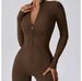 Seamless High-Intensity Yoga Bodysuit – Full-Length Zippered Gym Wear For Women (Black/White/Khaki/Grey/Navy, S-Xl)_ecoleips.com