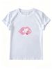 Pink Grills Lips Graffiti Slogan Print Y2K Graphic T-Shirt, Women Oversized Soft Cotton Tee, Trendy Hip Hop Daily Streetwear Top_ecoleips.com