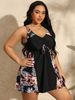 Women's Plus Size Leopard Print Bikini Slimming Conservative Skirt Style Swimwear_ecoleips.com