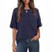cross-border European And American Women's Summer Short-sleeve Pocket Top, Oversized Round-neck Textured Casual_ecoleips.com