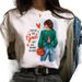 Women's Letter Print T-Shirt With Round Neck, Urban Girl Short Sleeve Tee_ecoleips.com