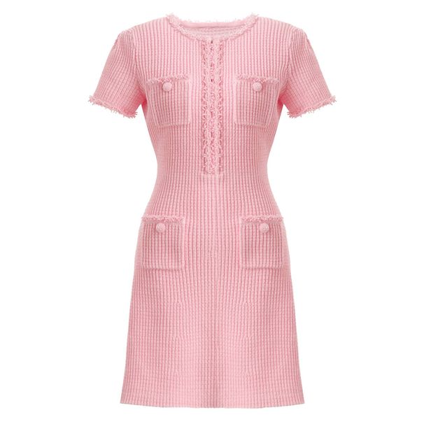 25007 High-quality European And American Summer New Fashion Quality Knitted Beaded Slim-fit A-line Dress For Women_ecoleips.com