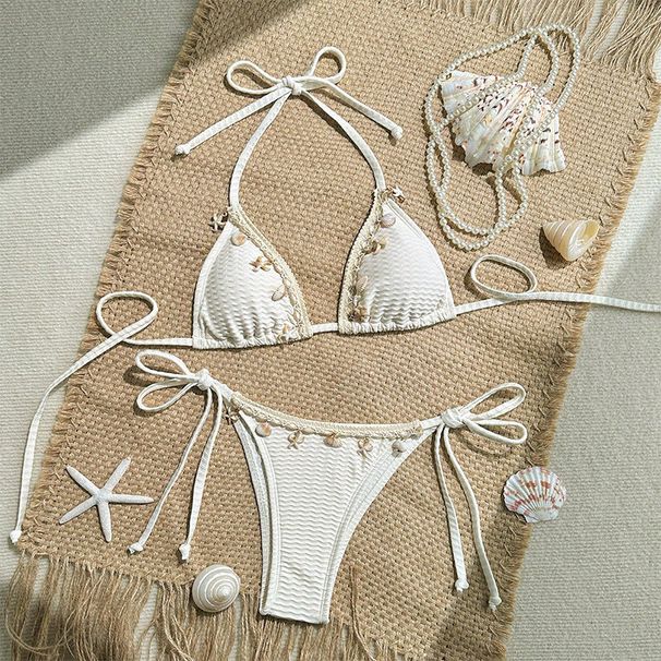 Women's Clothing Shell Lace Bikini Swimsuit Women's Beach Hot Spring Bikini Swimsuit_ecoleips.com