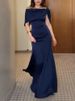 Temperament Slim Fit Solid Color Guests Dress 2026 Women Elegant Long Dress Ladies Sexy Off Shoulder High Waist Bridesmaid Dress_ecoleips.com