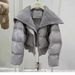 Winter Short Puffer Jacket For Women - High Waist Oversized Lapel Coat With White Duck Down, Stylish & Warm Cropped Outerwear_ecoleips.com