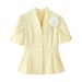 Women's Summer New Handmade Flower Waist Short-sleeved Suit Top_ecoleips.com