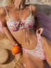 Striped Steel Ring Bikini Female Triangle Swimsuit Cross Border Beach Vacation Small Trough New Design_ecoleips.com
