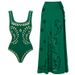 Women's Solid Color Laser Cut Swimsuit Sexy One Piece Nylon Swimwear_ecoleips.com