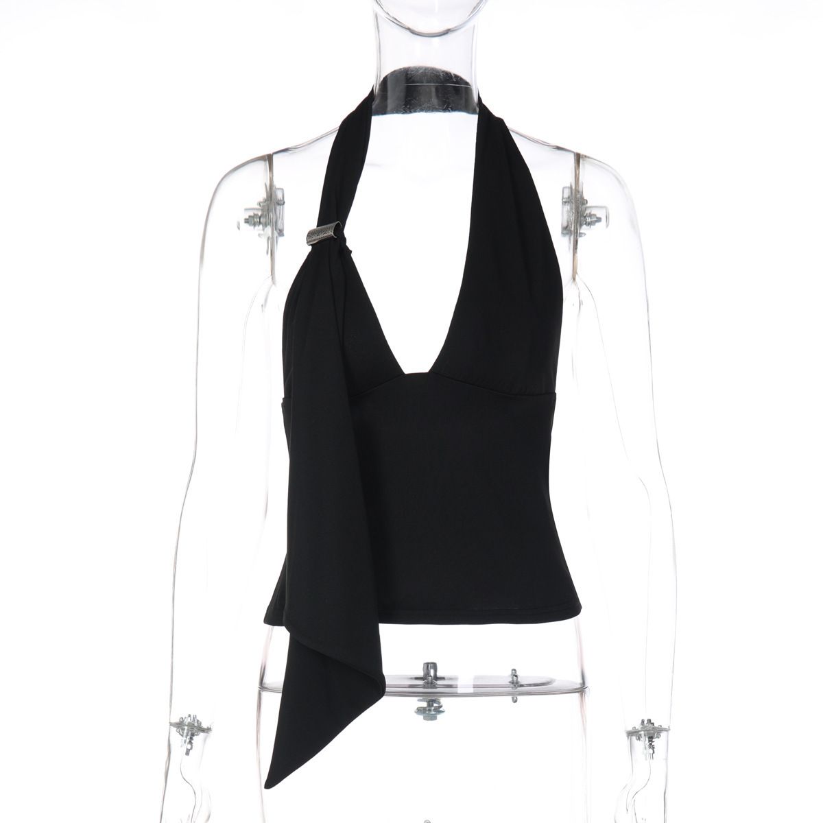 2025 Winter New Fashion Pure Desire Sexy Halter Low-Cut Backless Hollow Out Camisole Tops Wholesale For European And_ecoleips.com