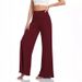 Women's High Waisted Wide Leg Pants - Stretchy Flowy Trousers For Work & Casual, Straight Leg Lounge Pants (Black/Burgundy/Navy/Gray)_ecoleips.com
