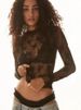 K Women's Perspective Lace Top, Mesh Long Sleeve Bottom, Sexy And Spicy Girl. No Interior Or Other Accessories_ecoleips.com