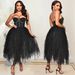 Women's Clothing Fashion Solid Color Hot Diamond Tube Top Fluffy Mesh Dress Women's Clothing_ecoleips.com