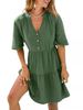 Aria Basics Aria Basics European And American Cross-border Clothing 2026 New Solid Color Elegant Women's V-neck Buttoned Three-quarter_ecoleips.com
