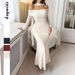Strapless Long Sleeve Bodycon Maxi Dress For Women Party Club Evening Wear_ecoleips.com