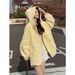 Yellow High-end Trench Coat New Korean-style Loose And Versatile Casual Hooded Work Jacket For Women, Spring_ecoleips.com