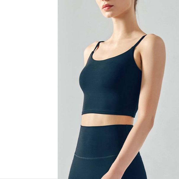 Women's Clothing U Neck Nude Back Spaghetti Strap Sports Bra Women's Shockproof Outer Wear Vest Professional Training Fitness Top Bra_ecoleips.com