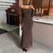 Elegant Strapless Maxi Dress For Women Long Sleeved Bodycon Autumn Winter Fashion_ecoleips.com