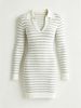 French Retro Polo Neck Striped Slim Knit Dress_ecoleips.com