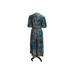 Women's Clothing Lantern Sleeve V Neck Silhouette Print Big Swing Holiday Style Dress Long Skirt_ecoleips.com