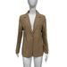 Women Single Gold Button Blazer Jacket, Lapel Pocket Slim Fit Casual Office Suit Coat 2 Colors_ecoleips.com