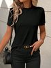 Women's Clothing Solid Color Round Neck Short Sleeve Loose T Shirt Shirt Vest_ecoleips.com