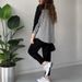 Women's Loose Round Neck Patchwork Suit Comfortable Fashion Casual Spring/Autumn Polyester Full Length Pant Set_ecoleips.com